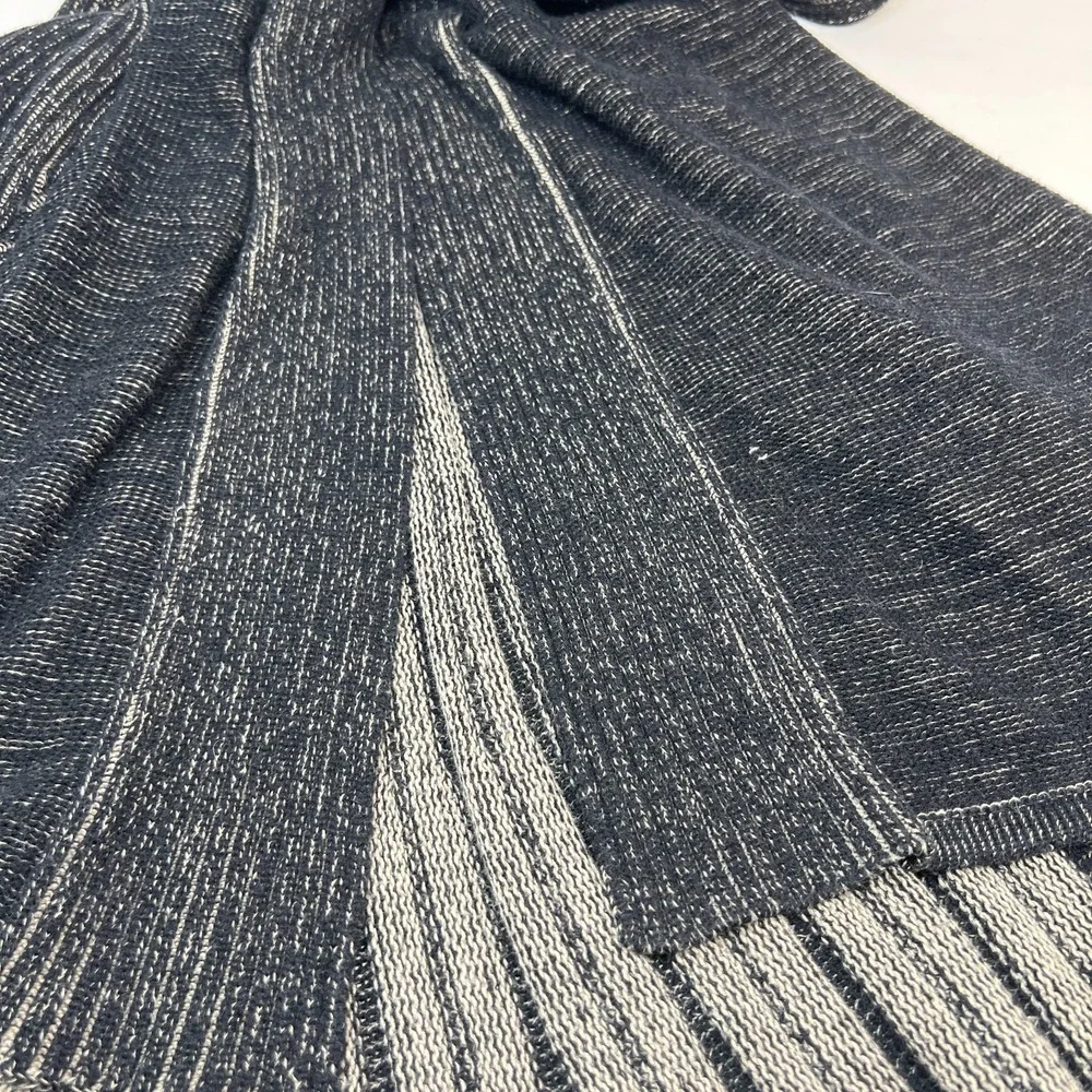Fever Open-Knit Long‎ Duster Cardigan Long Sleeve Black Cream Sweater Size XS